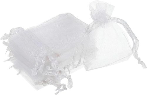 Fehér organza ajándéktasak 50db, 10x12cm, esküvőre, partira - Sourcing Map