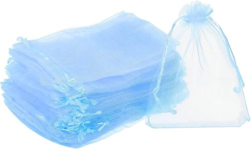 Săculeți organza, 50 bucăți, albastru ciel, 11x16cm, pentru nuntă, petrecere