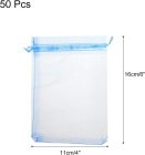 Organza ajándéktasak, 50db, égkék, 11x16cm, esküvőre, partira