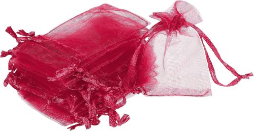 Sourcing Map 50db Bordó Organza Ajándékzsák 5x7cm - Esküvői, Karácsonyi Ékszertasak