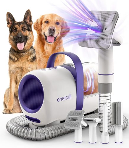 oneisall Kutyaszőr Porszívó 12000 Pa Szívóerővel - 4 Ápoló Eszközzel, Kefével, Zajcsökkentett, 1,5L Tartállyal, Lila Színben