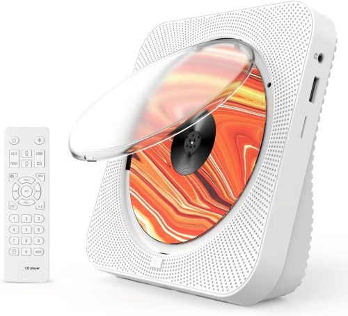 Liphier Hordozható Bluetooth CD Lejátszó - Asztali HiFi Hangszórós Zenelejátszó LED Kijelzővel, Porvédelemmel és Távirányítóval
