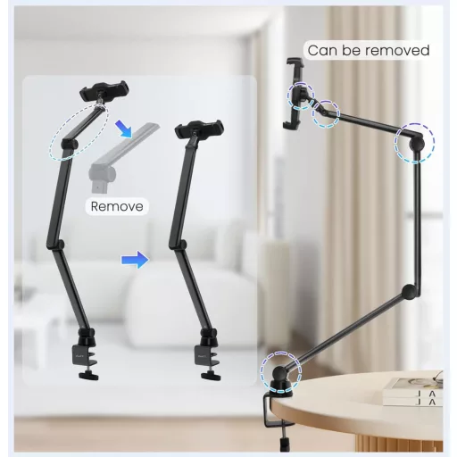 ZenCT 3-ramenný stojan na tablet – 100 cm dlhý kovový držiak, stolové uchytenie, pre zariadenia 4,7 – 12,9", iPad Pro, Air, Mini, Samsung Galaxy Tab K