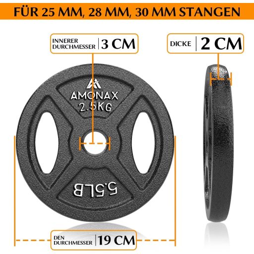 Amonax öntöttvas súlylemez készlet 2,5-25 kg olimpiai súlyzóhoz
