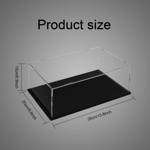 Vitrină acrilică TDEU pentru figurine LEGO - Cutie de expunere anti-praf cu bază neagră pentru modele Funko Pop, figurine de acțiune - 35 x 25 x 15 cm