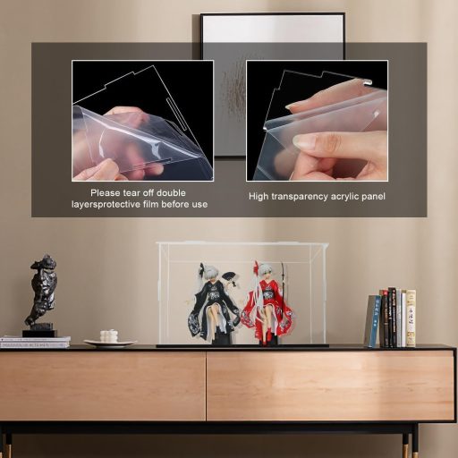 TDEU Akril Vitrin LEGO Figurákhoz - Fekete Alapú Porvédő Kiállító Doboz Funko Pop Modellekhez, Akciófigurákhoz - 35 x 25 x 15 cm