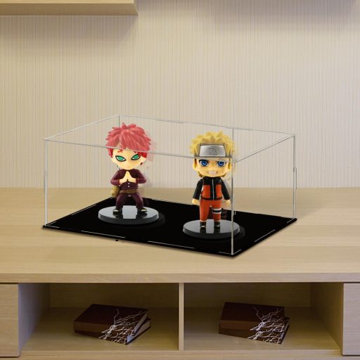 TDEU Akril Vitrin LEGO Figurákhoz - Fekete Alapú Porvédő Kiállító Doboz Funko Pop Modellekhez, Akciófigurákhoz - 35 x 25 x 15 cm