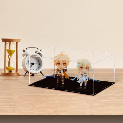 Vitrină acrilică TDEU pentru figurine LEGO - Cutie de expunere anti-praf cu bază neagră pentru modele Funko Pop, figurine de acțiune - 35 x 25 x 15 cm