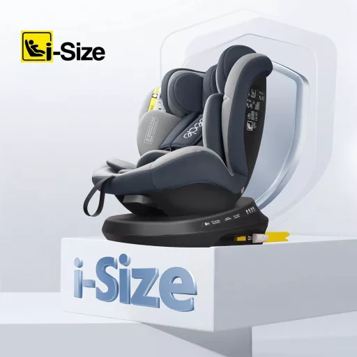Reecle 360° Forgatható i-Size Gyerekülés ISOFIX Rögzítéssel 40-150 cm (0-36 kg), Születéstől 12 Éves Korig, ECE R129 Tanúsítvánnyal, Szürke