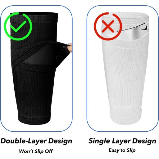 Azonelife 2 pár futball lábszárvédő zokni, lélegző calf sleeve fekete-fehér táskával