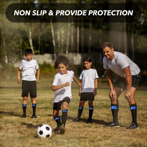 Azonelife 2 pár futball lábszárvédő zokni, lélegző calf sleeve fekete-fehér táskával