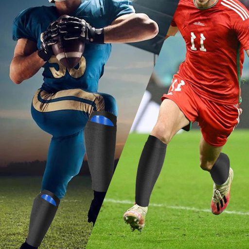 Azonelife 2 pár futball lábszárvédő zokni, lélegző calf sleeve fekete-fehér táskával