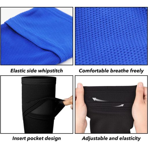 Azonelife 2 pár futball lábszárvédő zokni, lélegző calf sleeve fekete-fehér táskával