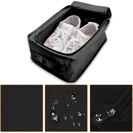 NEUSID 2 buc. Saci de pantofi de călătorie, organizator impermeabil pentru pantofi, negru