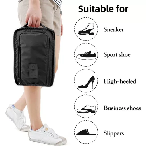 NEUSID 2 db Utazó Cipőtáska Vízálló Cipőtartó Szervezőtáska Fekete