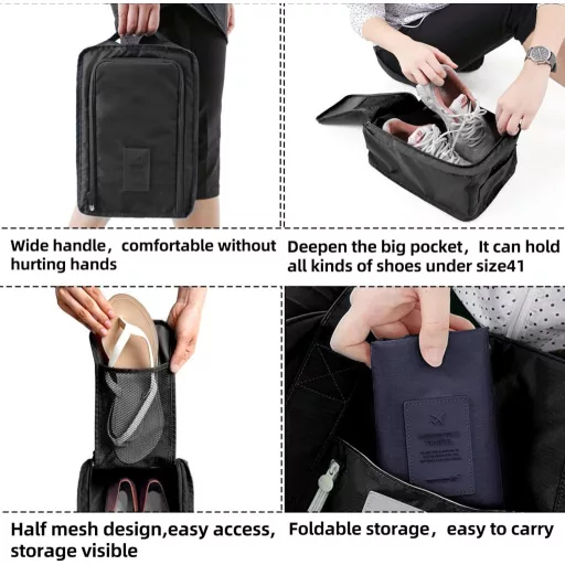NEUSID 2 db Utazó Cipőtáska Vízálló Cipőtartó Szervezőtáska Fekete