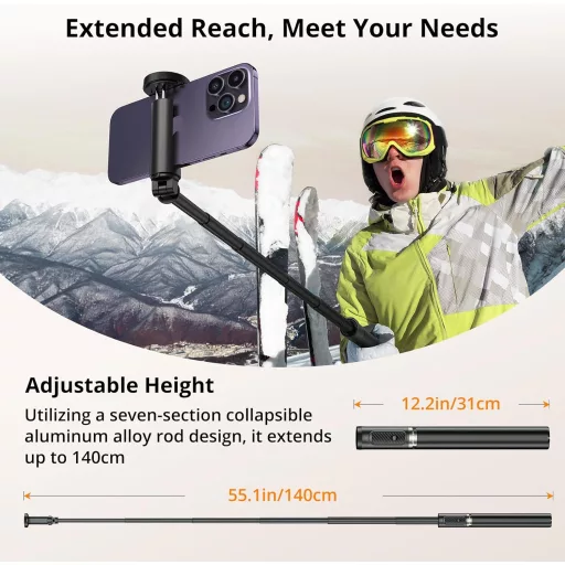 ATUMTEK 55 hüvelykes Selfie Stick Tripod Bluetooth távirányítóval