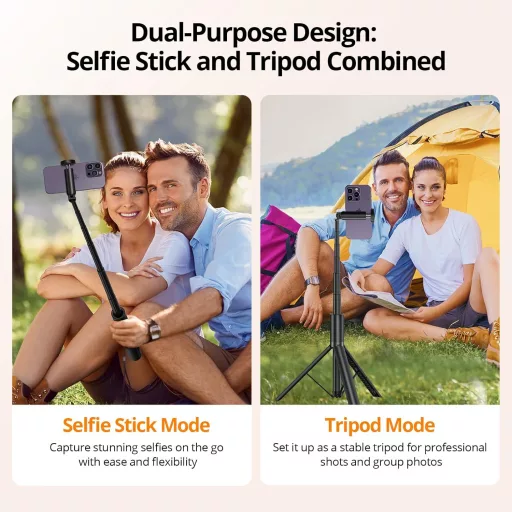 Trepied și selfie stick ATUMTEK de 55 inchi cu telecomandă Bluetooth