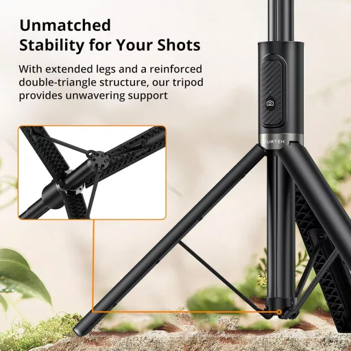 Trepied și selfie stick ATUMTEK de 55 inchi cu telecomandă Bluetooth