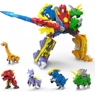   XUEXUE 6 în 1 Jucărie Robot Dinozaur Transformabil, 8 cm, pentru Copii de 6+ Ani