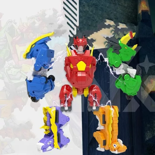 XUEXUE 6 în 1 Jucărie Robot Dinozaur Transformabil, 8 cm, pentru Copii de 6+ Ani
