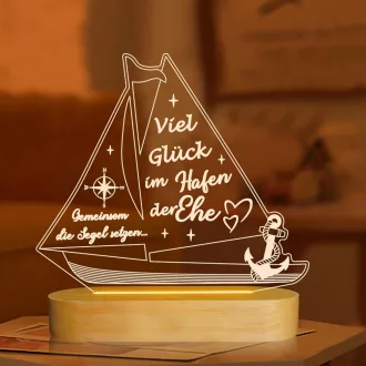   Ammonite LED Éjjeli Lámpa Melegfehér Fénnyel, Fa Alapzat, Érintős Kapcsoló, Esküvői Ajándék Hálószoba Dekoráció