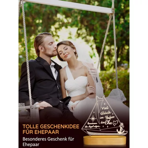 Ammonite LED noćna lampa s toplim bijelim svjetlom, drveno postolje, prekidač na dodir, svadbeni poklon, dekoracija za spavaću sobu.