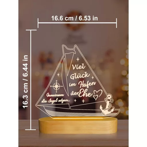 Ammonite LED noćna lampa s toplim bijelim svjetlom, drveno postolje, prekidač na dodir, svadbeni poklon, dekoracija za spavaću sobu.