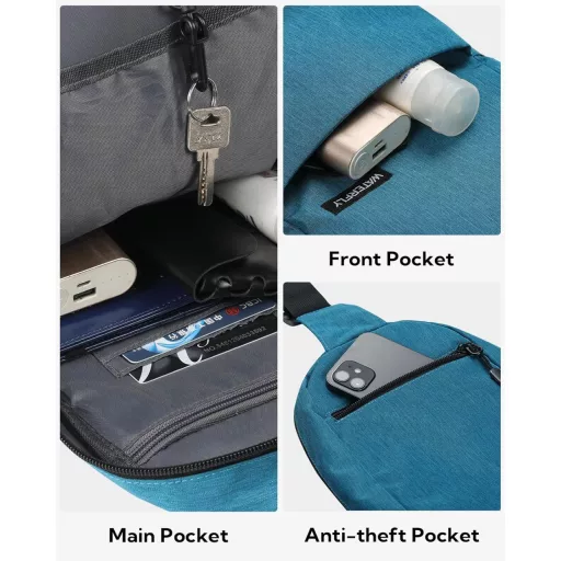 WATERFLY Válltáska Crossbody Hátizsák Férfi Női Oldaltáska Sling Backpack