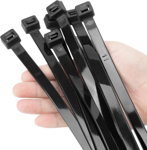 XINGO Fekete Kábelkötegelő Szett - 300mm x 12mm, 114kg Szakítószilárdság, 80db UV-Álló Nylon Kábelrögzítő Nagy Méretű Kábelrendezéshez