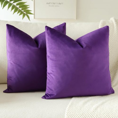 JOTOM Lila Bársony Díszpárnahuzat 40x40 cm - Elegáns Bútordekoráció Nappaliba, Hálószobába, Modern Stílusú Párnahuzat Szett, 2 db