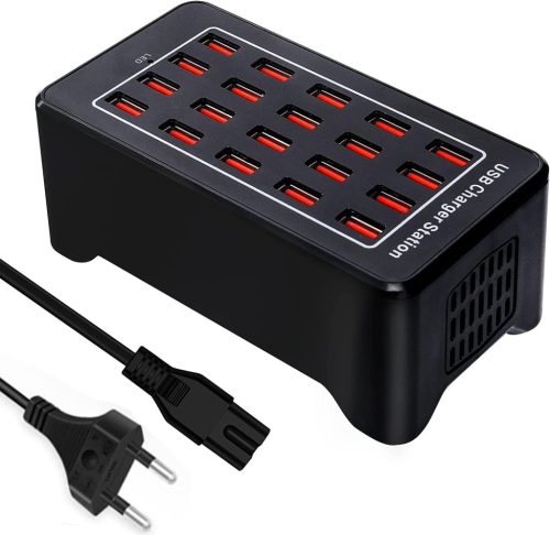 20 portos 100W-os USB töltőállomás Samsung, iPhone, Google, Xiaomi készülékekhez