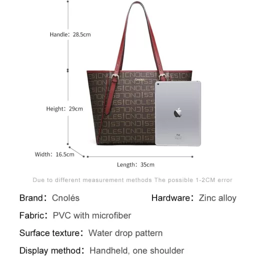 Cnolés Ženska Kožna Ručna Torba Preko Ramena - Smeđa Hobo Torba s Gornjom Ručkom, Elegantna Tote Torba za Dame