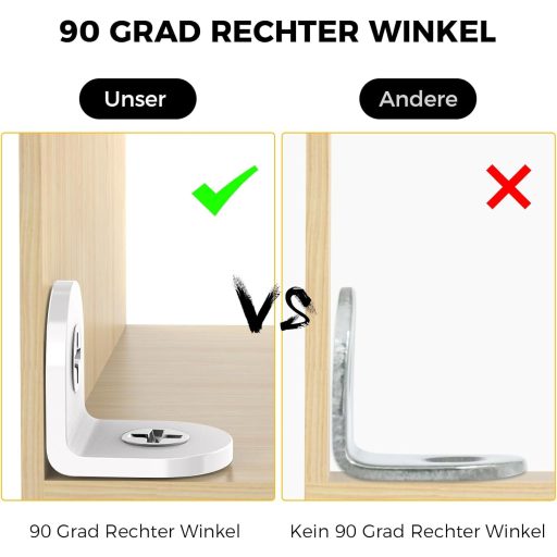 VOCIBO 20db Fehér Sarokösszekötő 90° 20x20mm Rozsdamentes Acél Bútor Szereléshez