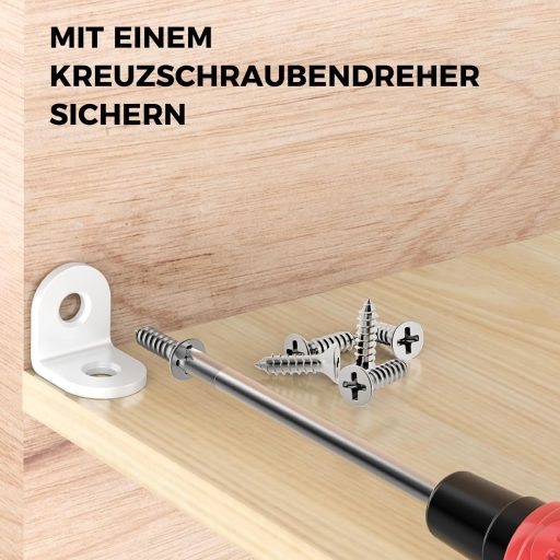 VOCIBO 20db Fehér Sarokösszekötő 90° 20x20mm Rozsdamentes Acél Bútor Szereléshez