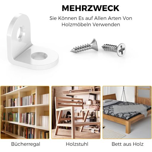 VOCIBO 20db Fehér Sarokösszekötő 90° 20x20mm Rozsdamentes Acél Bútor Szereléshez