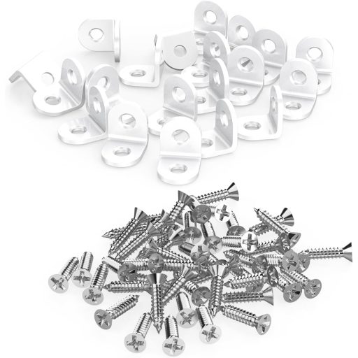 VOCIBO 20db Fehér Sarokösszekötő 90° 20x20mm Rozsdamentes Acél Bútor Szereléshez