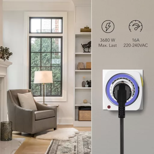 Temporizator mecanic HBN 15 minute 96 poziții 2 buc. Siguranță pentru copii 16A 3680W