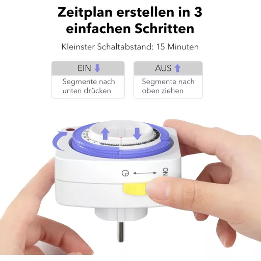 Temporizator mecanic HBN 15 minute 96 poziții 2 buc. Siguranță pentru copii 16A 3680W