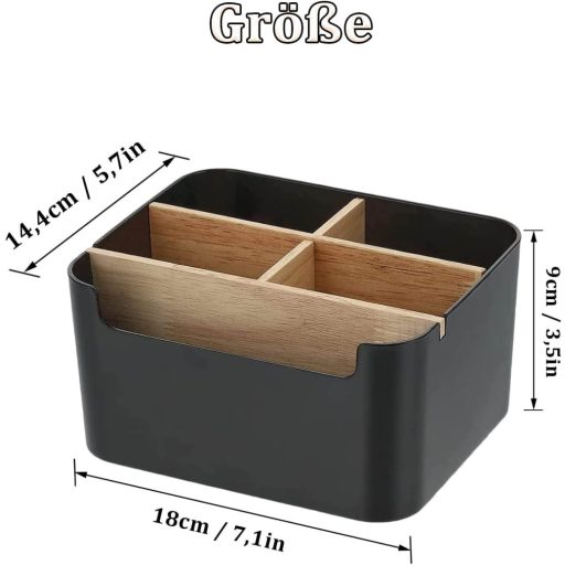 Organizator de birou gvivej, suport de lemn pentru pixuri cu 5 compartimente, negru, organizare birou