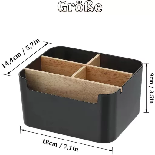 gvivej Asztali Szervező 5 Rekeszes Fa Tolltartó Fekete Irodai Szervezés