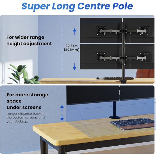 IMtKotW 4 monitoros asztali állvány 17-32 colos képernyőkhöz, dönthető és forgatható