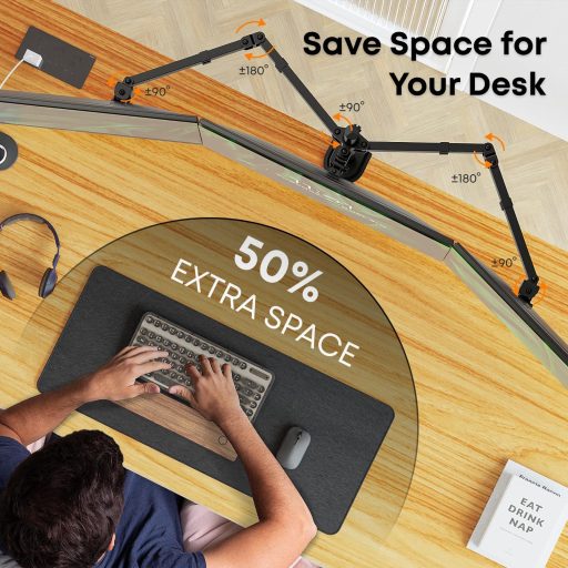 IMtKotW 3 monitoros asztali tartó 17-27 hüvelykes lapos és ívelt képernyőhöz VESA 75x75 100x100