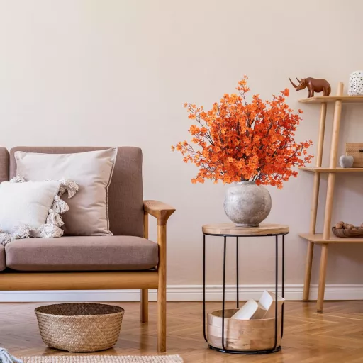 N&T NIETING Set de flori artificiale Gypsophila - 12 buc Portocaliu Toamnă Realist Decor Gypsophila pentru Nuntă, Aranjamente de masă, Buchete, 30 cm