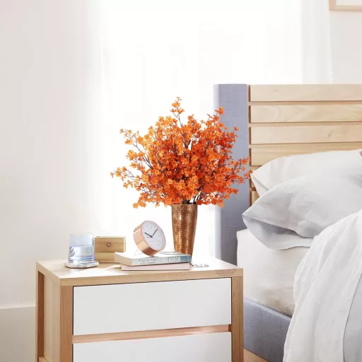 N&T NIETING Set de flori artificiale Gypsophila - 12 buc Portocaliu Toamnă Realist Decor Gypsophila pentru Nuntă, Aranjamente de masă, Buchete, 30 cm