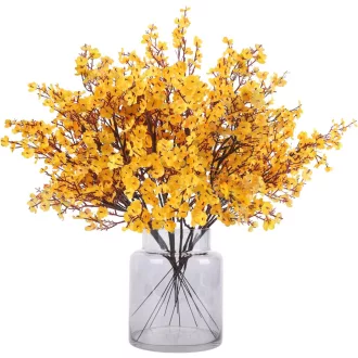   N&T NIETING Művirág Csokor - 12 db Sárga Fátyolvirág (Gypsophila) Művirág Esküvői Dekorációhoz, Asztaldíszhez, Lakásdekorációhoz, 49 cm