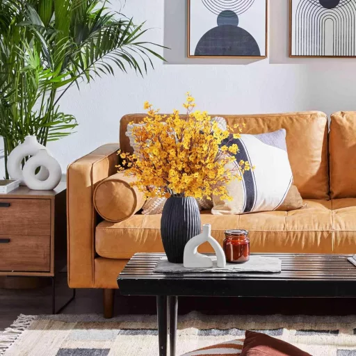 N&T NIETING Umelá kytica - 12 ks Žltá Gypsomilka (Gypsophila) Umelá kvetina na Svadobnú dekoráciu, Dekoráciu stola, Dekoráciu bytu, 49 cm