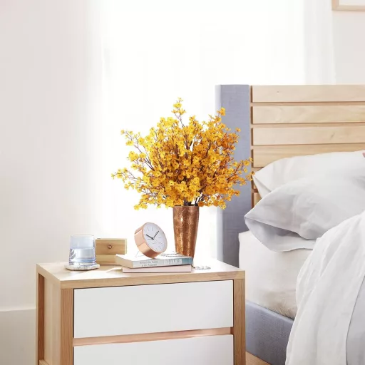 N&T NIETING Umelá kytica - 12 ks Žltá Gypsomilka (Gypsophila) Umelá kvetina na Svadobnú dekoráciu, Dekoráciu stola, Dekoráciu bytu, 49 cm