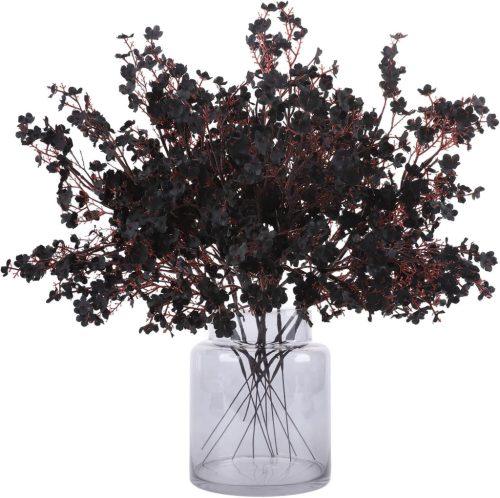 N&T NIETING Művirág Szett - 12 db Fekete Fátyolvirág (Gypsophila) Dekoráció Esküvőre, Asztalra, Lakásba - 49 cm Hosszú Selyem Virágcsokor
