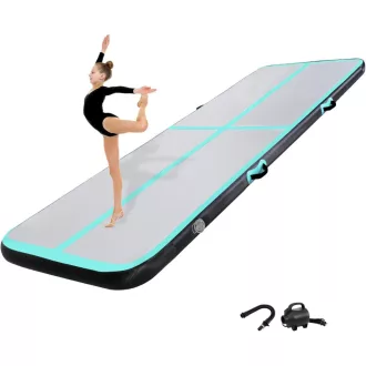   KIKILIVE Felfújható Tornaszőnyeg 20 cm 6 ms Tornagymnasztika Matrac Levegős Edzőpad - Black Green